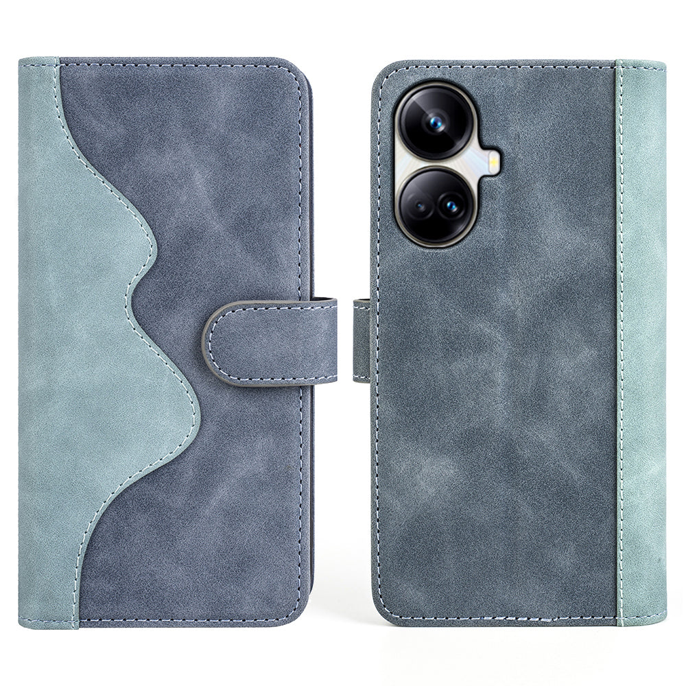 For Realme 10 Pro 5G Bi-color Design PU Leather Phone Cover Supporting Stand Wallet Cell Phone Case For Realme 10 Pro 5G Bi-color Design PU Leather Phone Cover Supporting Stand Wallet Cell Phone Case